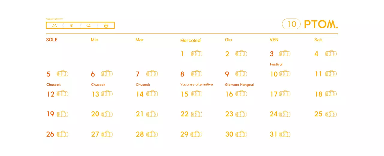 Calendario promozionale arancione dello yoga minimalista