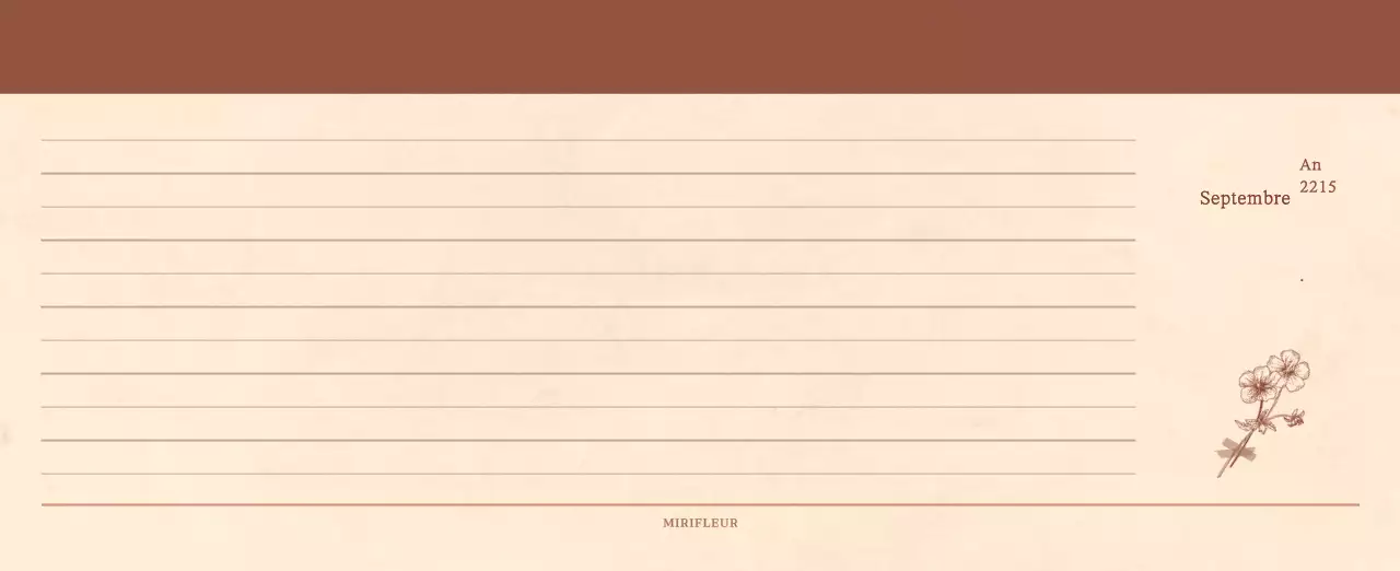 Calendrier sentimental de fleuriste en papier de laine marron clair et marron.