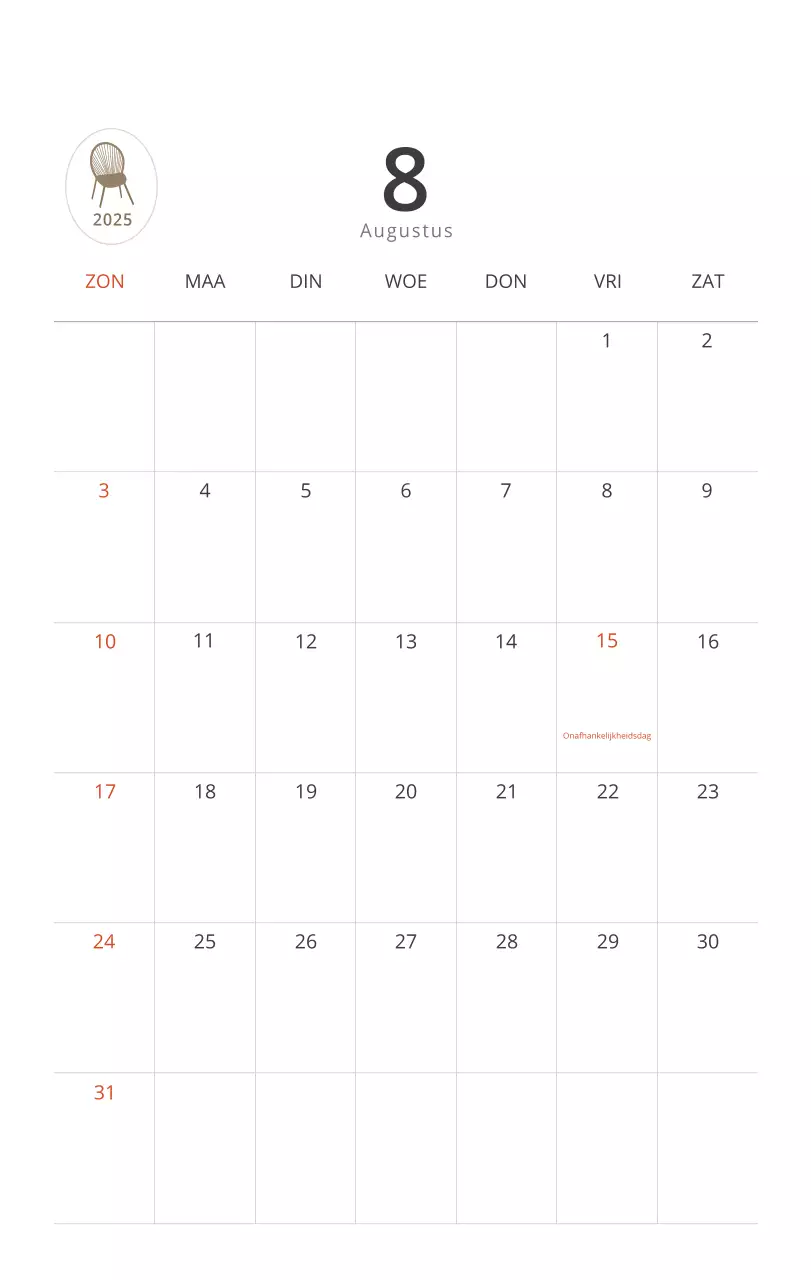 Beige minimalistische interieurkalender