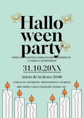 Invitación a una fiesta de Halloween en negro menta
