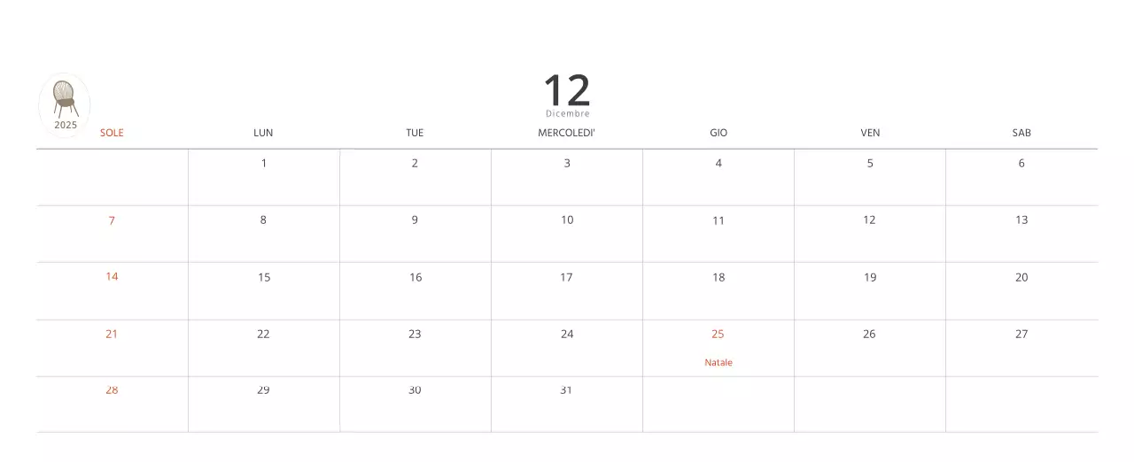 Calendario interno minimalista beige