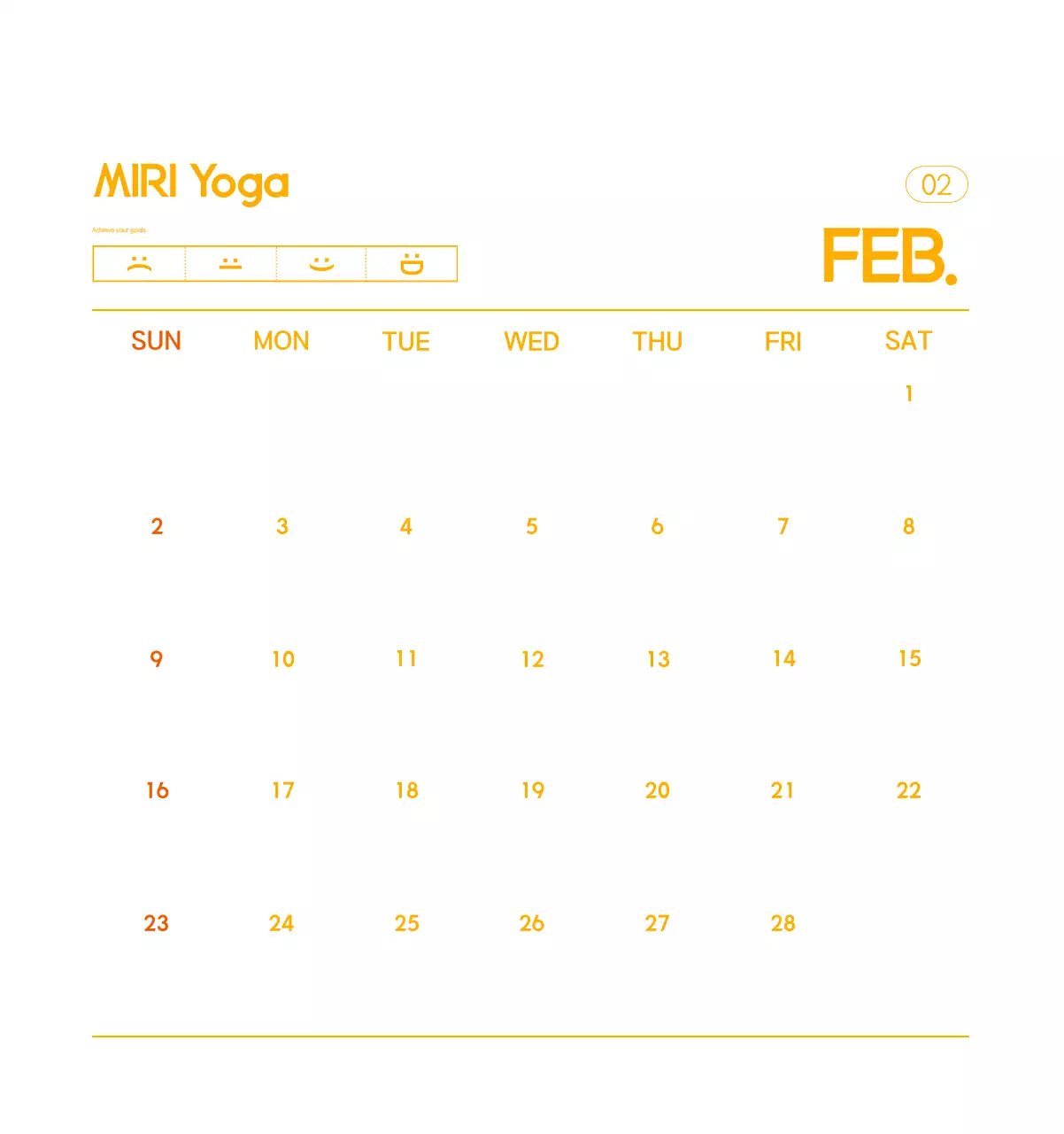 Orange Minimalist Yoga Promotional Calendar