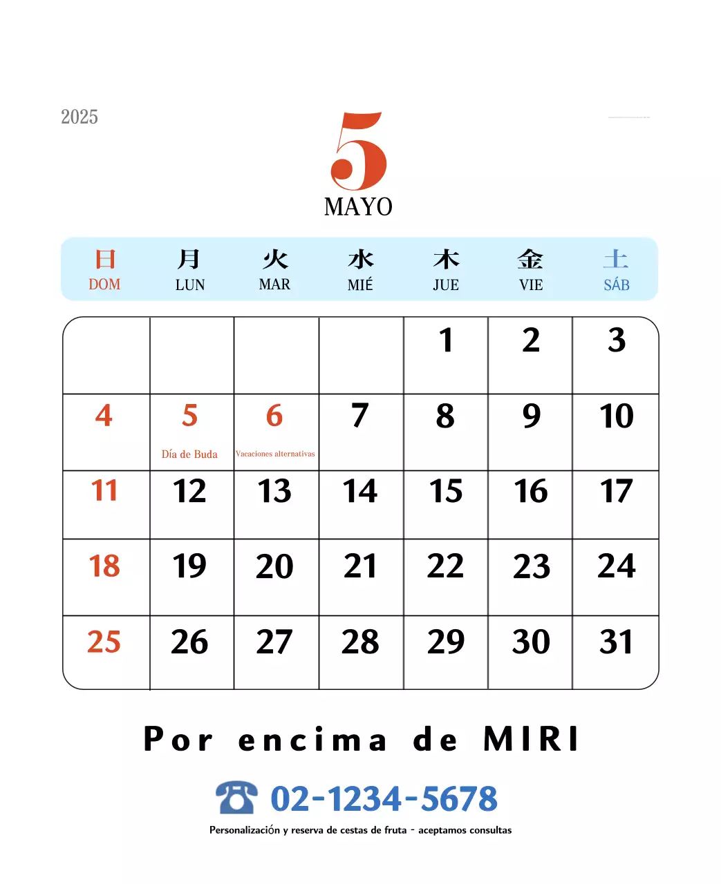 Calendario retro concept memory en rojo