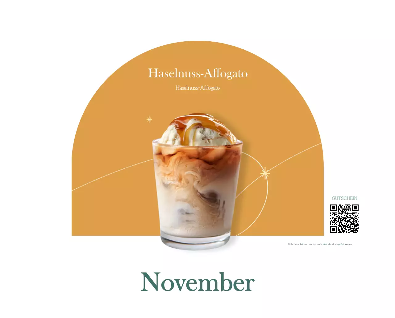 Ein moderner Café-Kalender mit Empfehlungen für das Getränk des Monats