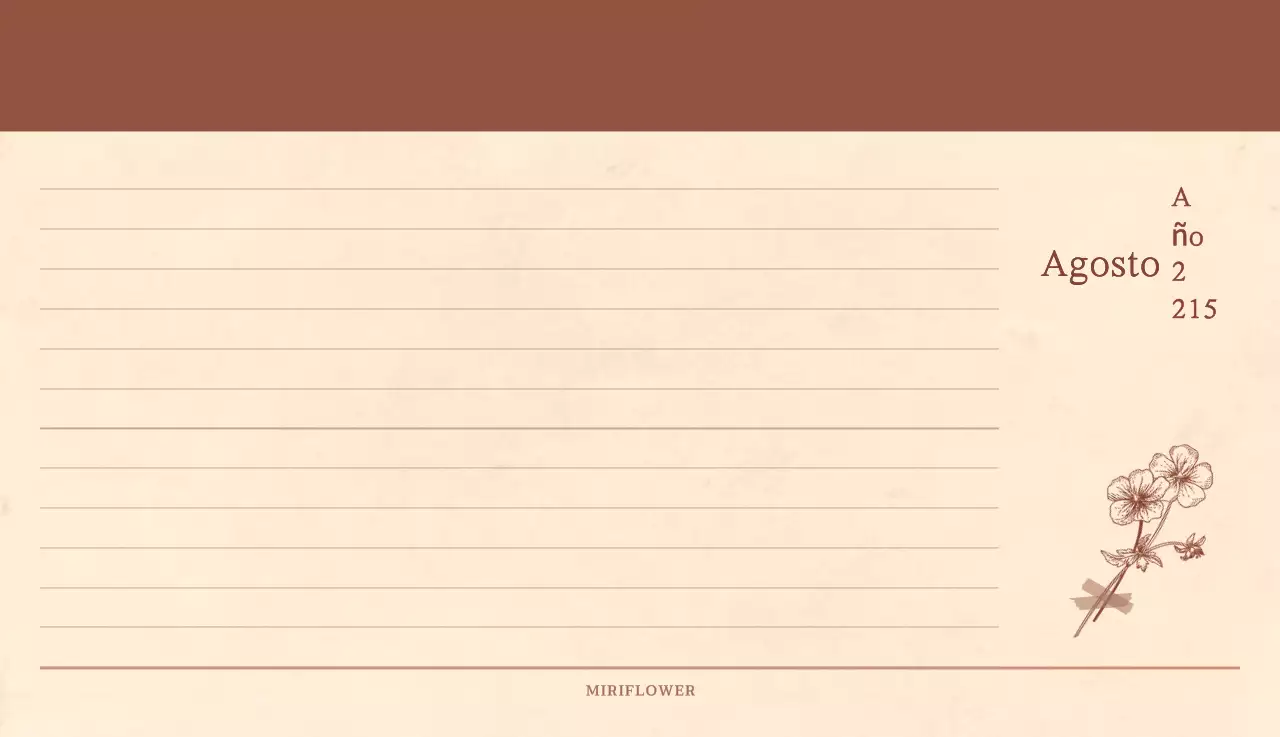 Un calendario sentimental de floristería en papel de lana marrón claro y marrón concepto