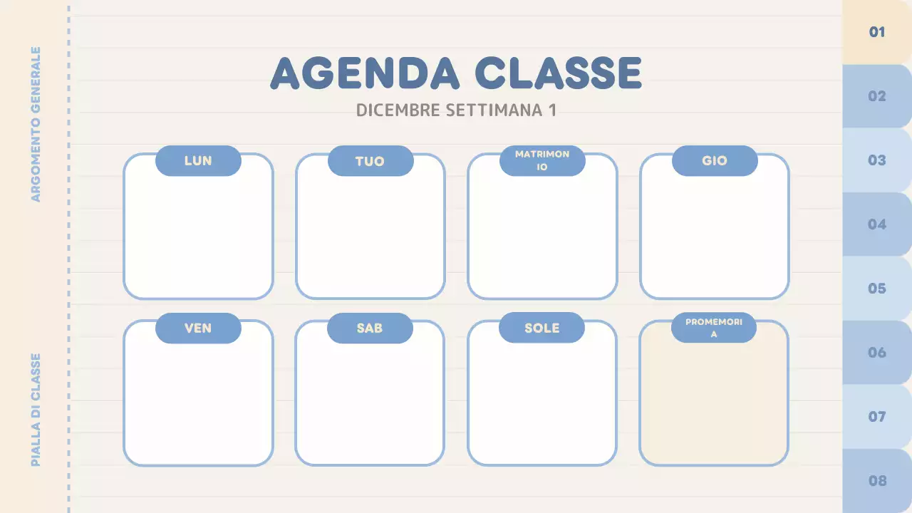 planner di classe a tinta unita blu