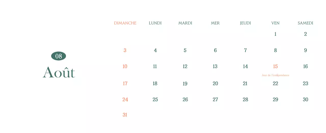 Un calendrier moderne pour les cafés avec des recommandations sur la boisson du mois.