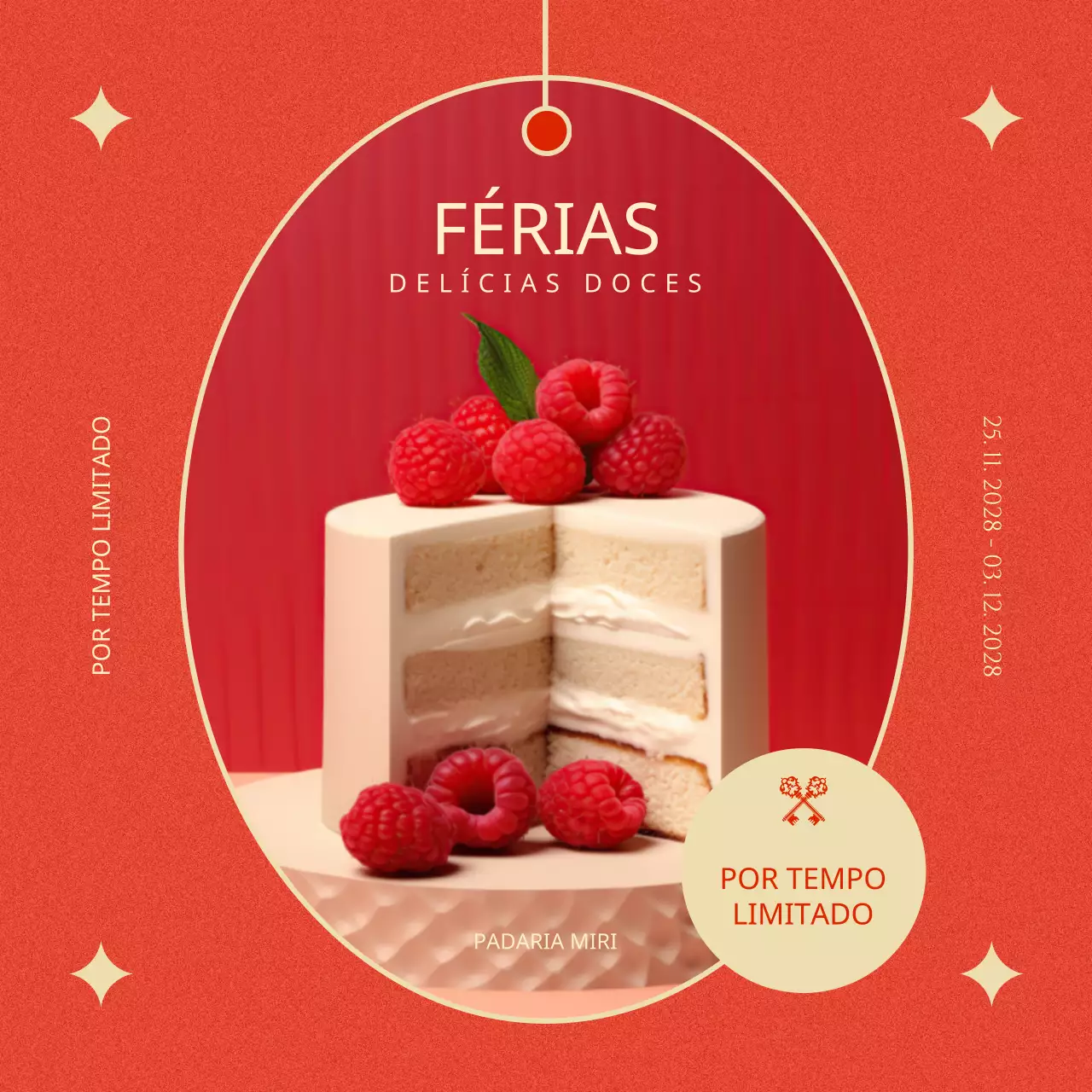 promoção de pastelaria de férias vermelho elegante