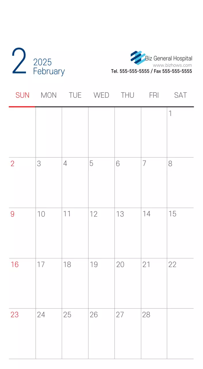 Navy White Simple Hospital Promotional Calendar