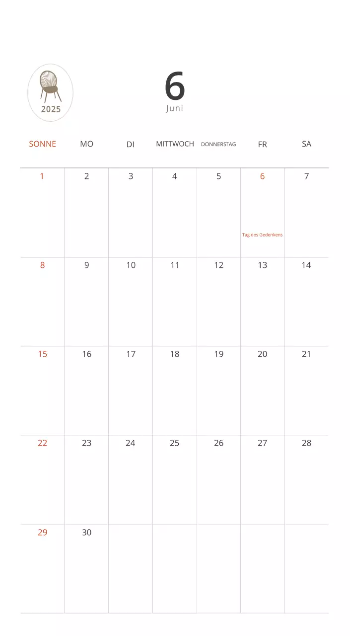 Beigefarbener minimalistischer Innenkalender