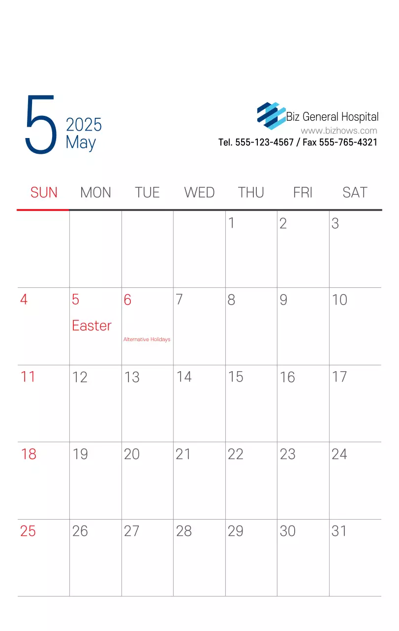 Kalender Promosi Rumah Sakit Sederhana Putih Angkatan Laut