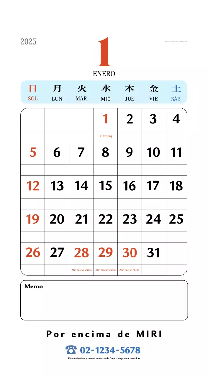 Calendario retro concept memory en rojo