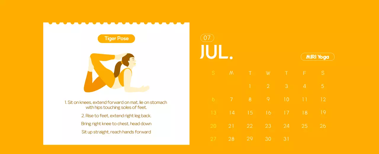 Orange Minimalist Yoga Promotional Calendar