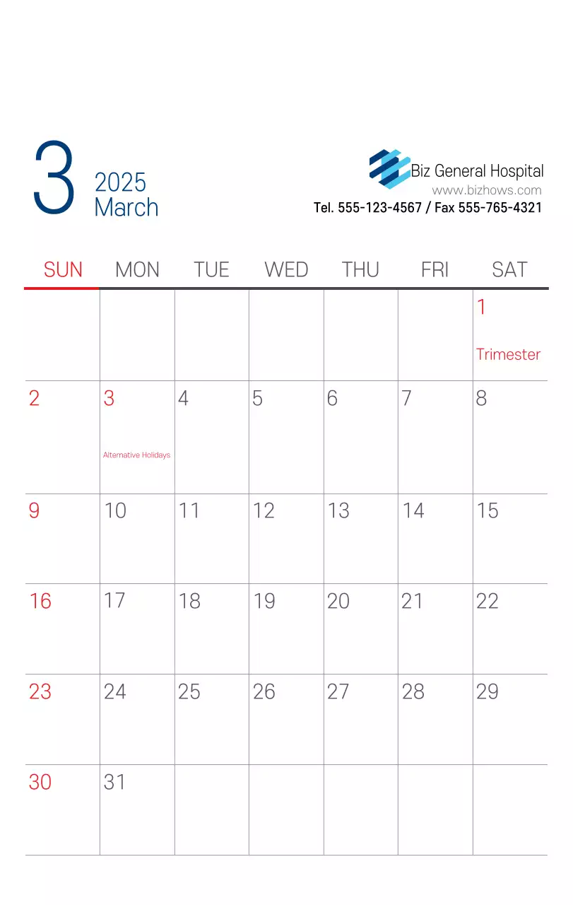 Kalender Promosi Rumah Sakit Sederhana Putih Angkatan Laut