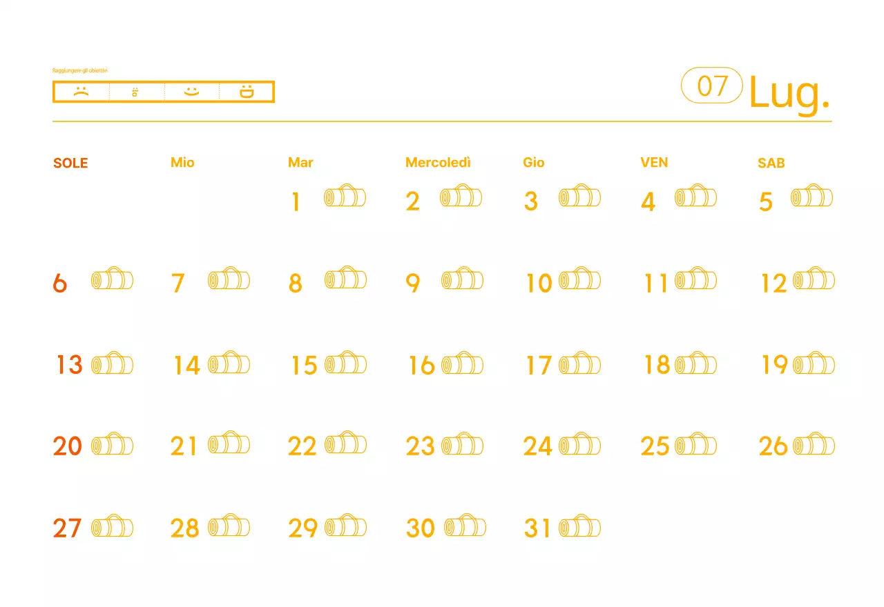 Calendario promozionale arancione dello yoga minimalista