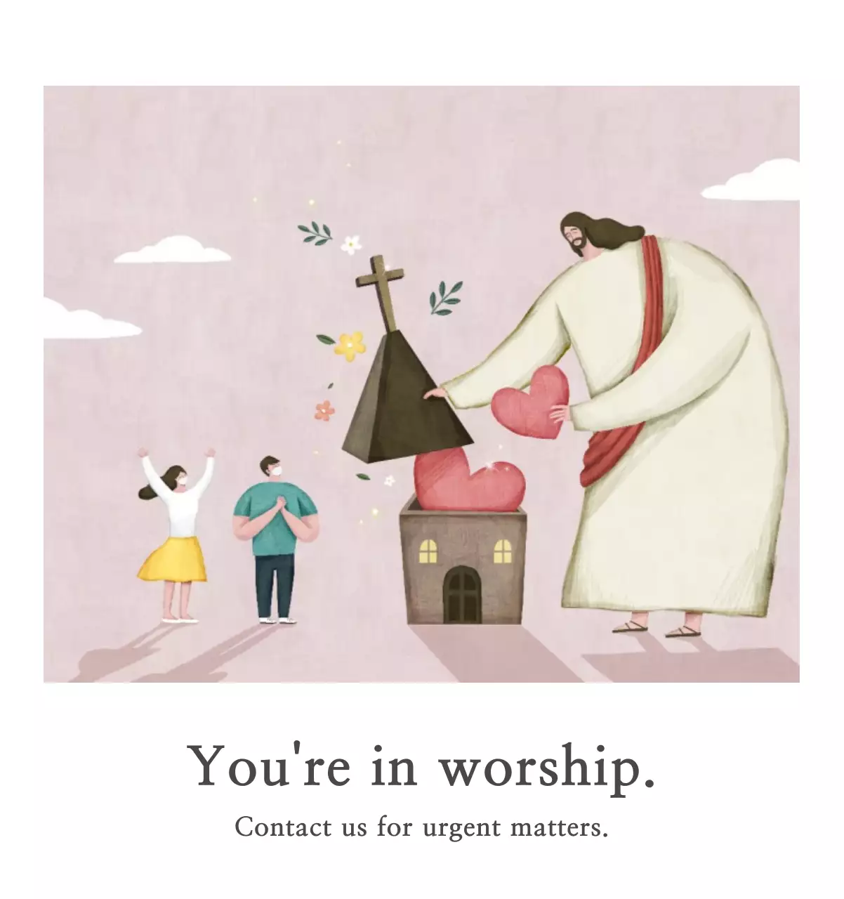 Ilustrasi gereja yang bersih dengan warna pastel