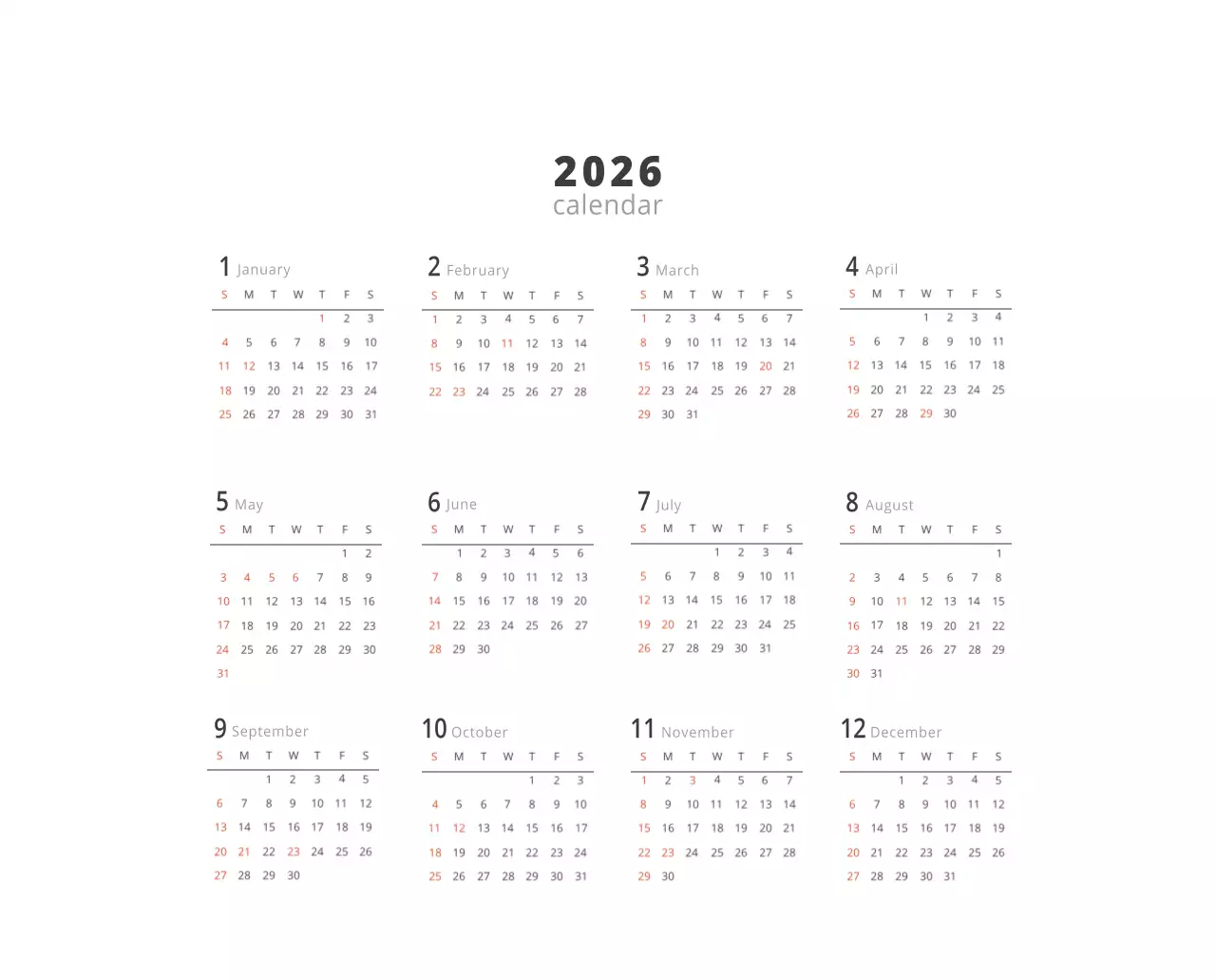 ベージュのミニマルなインテリアカレンダー