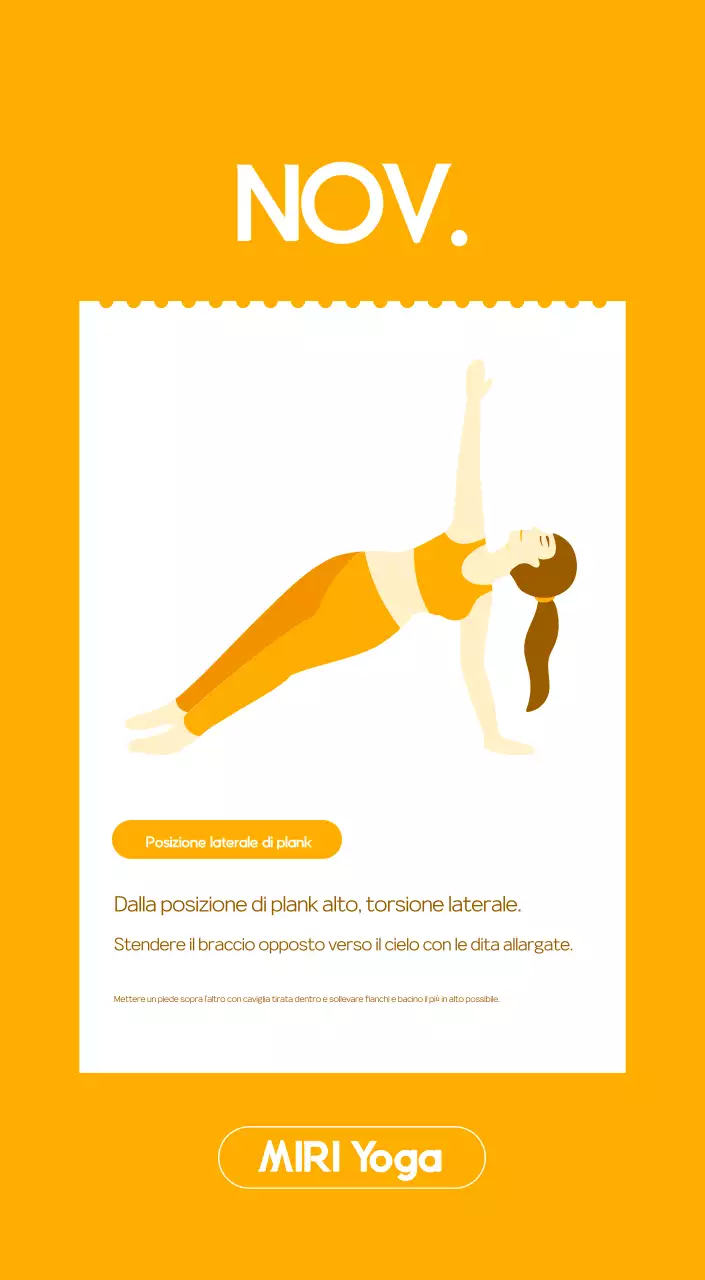 Calendario promozionale arancione dello yoga minimalista
