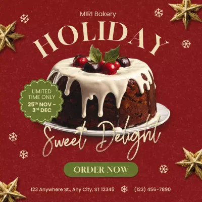 Red Festive Cake Promotion Social Media Post