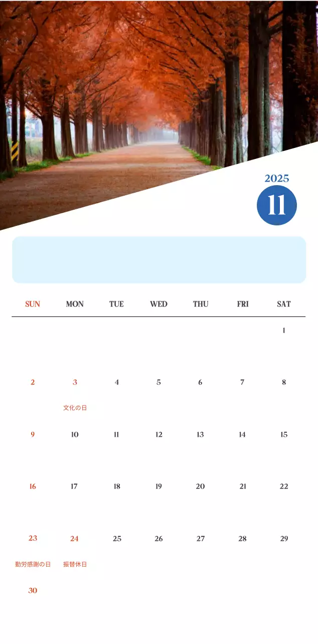 ブルーモダン病院カレンダー