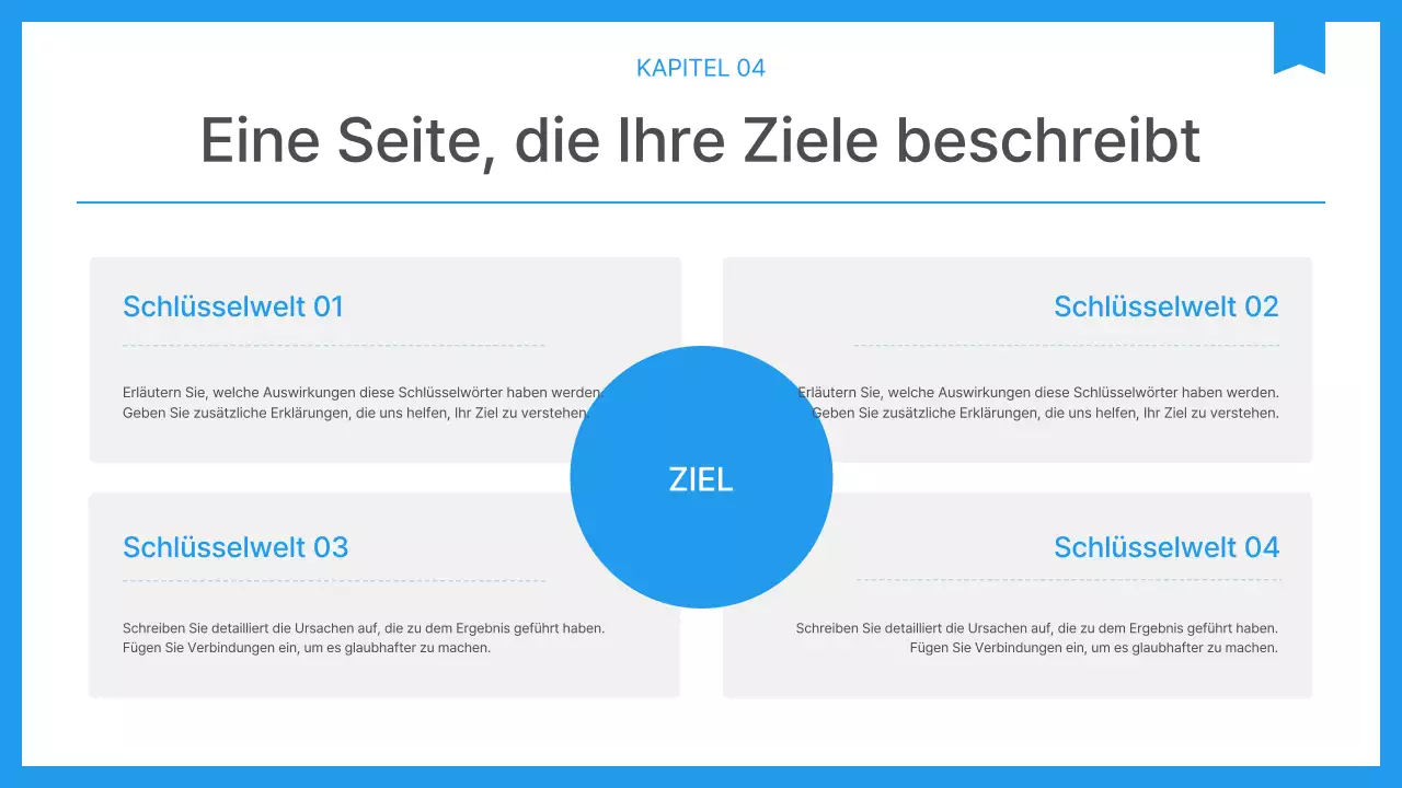 Einfacher Unternehmensbericht in Blau und Weiß