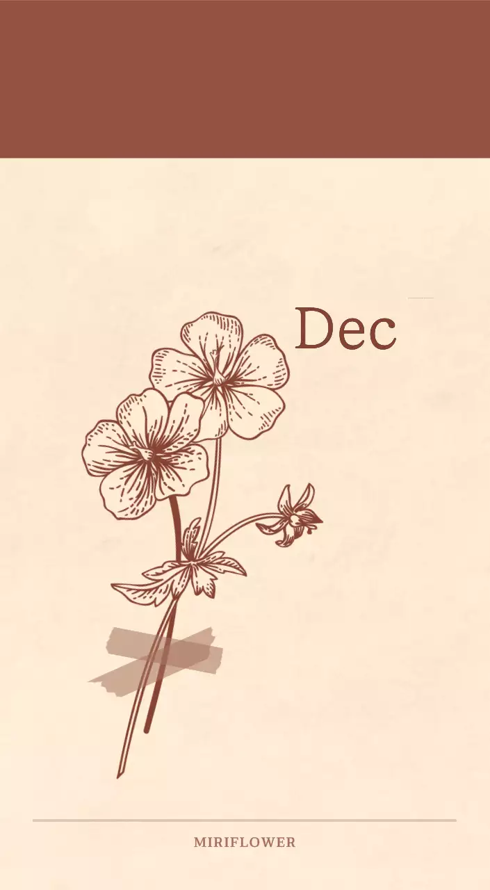 Kalender toko bunga sentimental dengan konsep kertas tenun berwarna coklat muda dan coklat