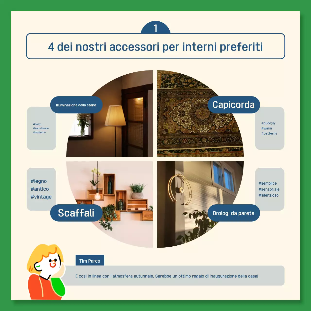 Una guida alle scelte kitsch in blu navy e verde