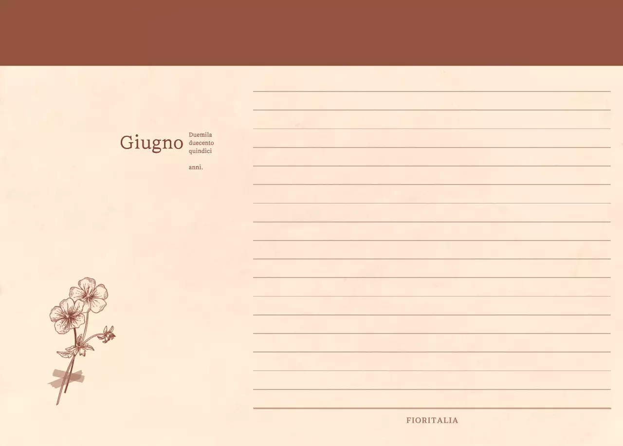 Un calendario sentimentale per fioristi in carta di lana marrone chiaro e marrone.