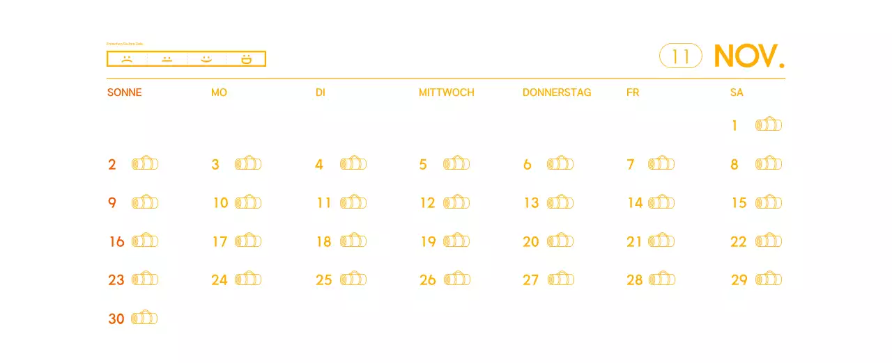 Orange Minimalistischer Yoga-Aktionskalender