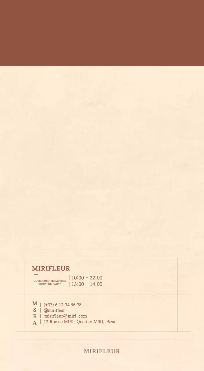 Calendrier sentimental de fleuriste en papier de laine marron clair et marron.