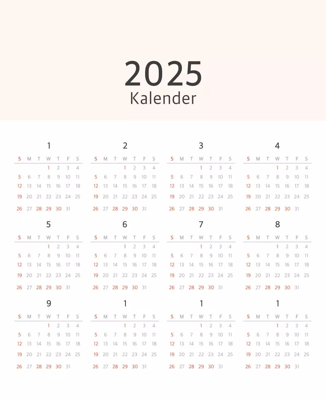 Weißer sauberer botanischer Naturkalender