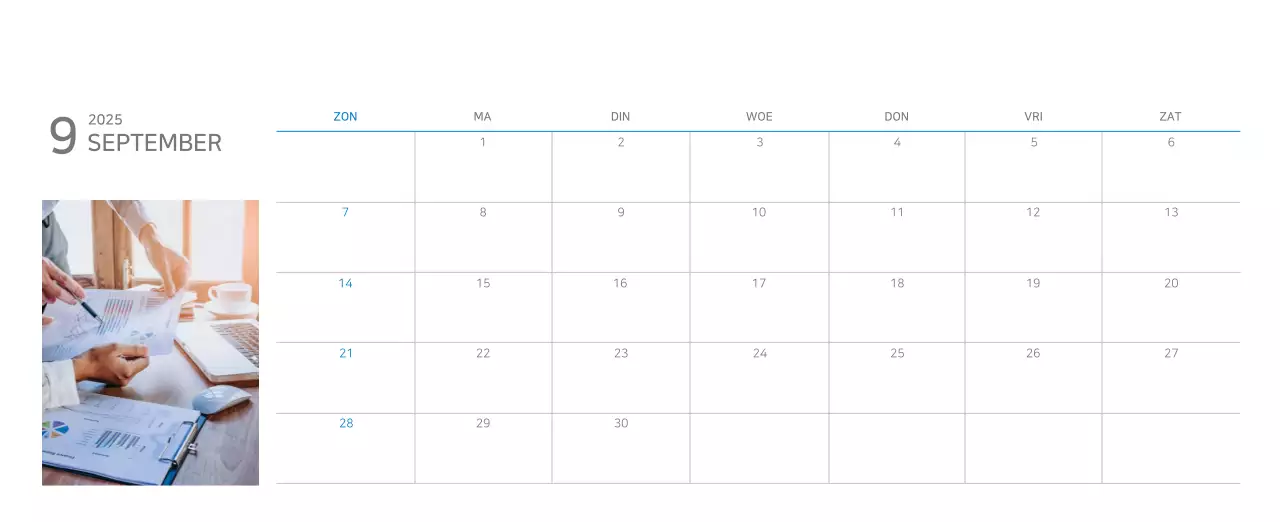 Blauwe moderne kalender bedrijfspromoties