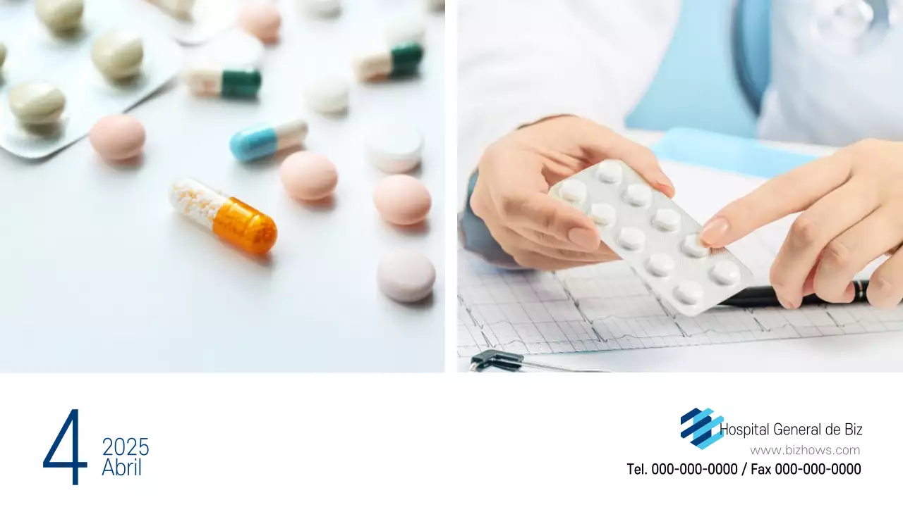 Calendario promocional Hospital Navy White Simple