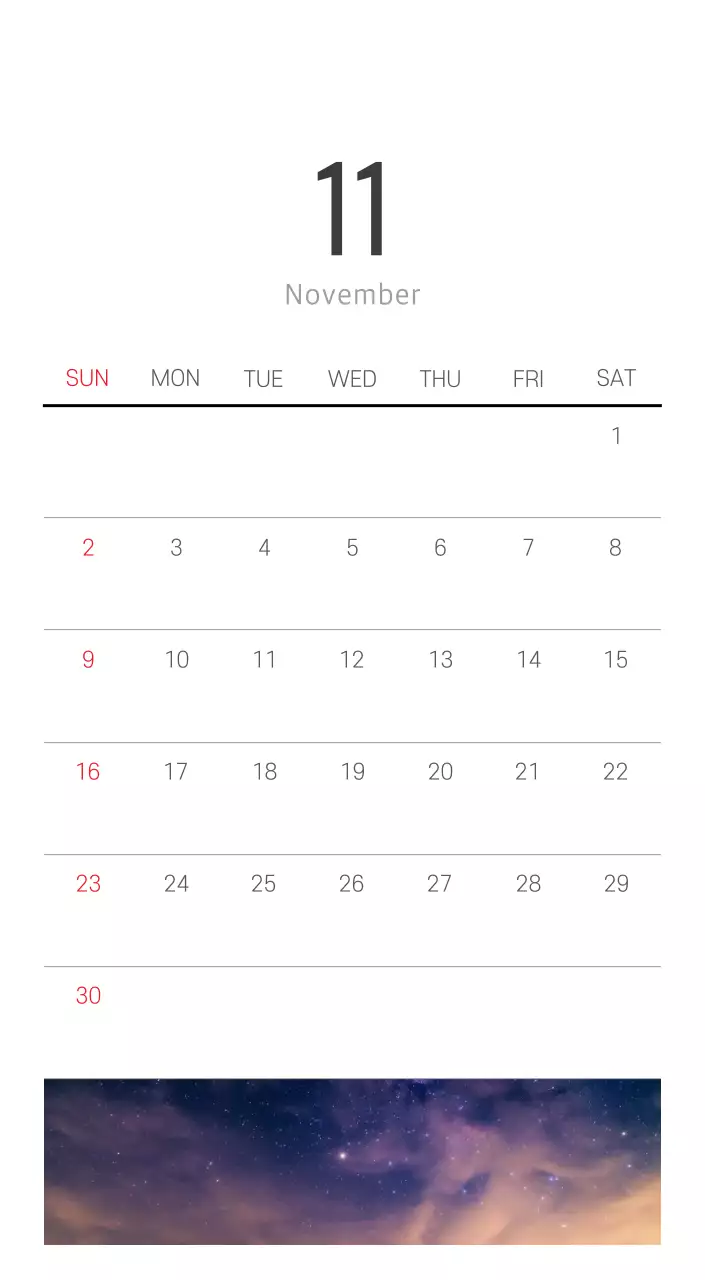 White clean botanical nature calendar