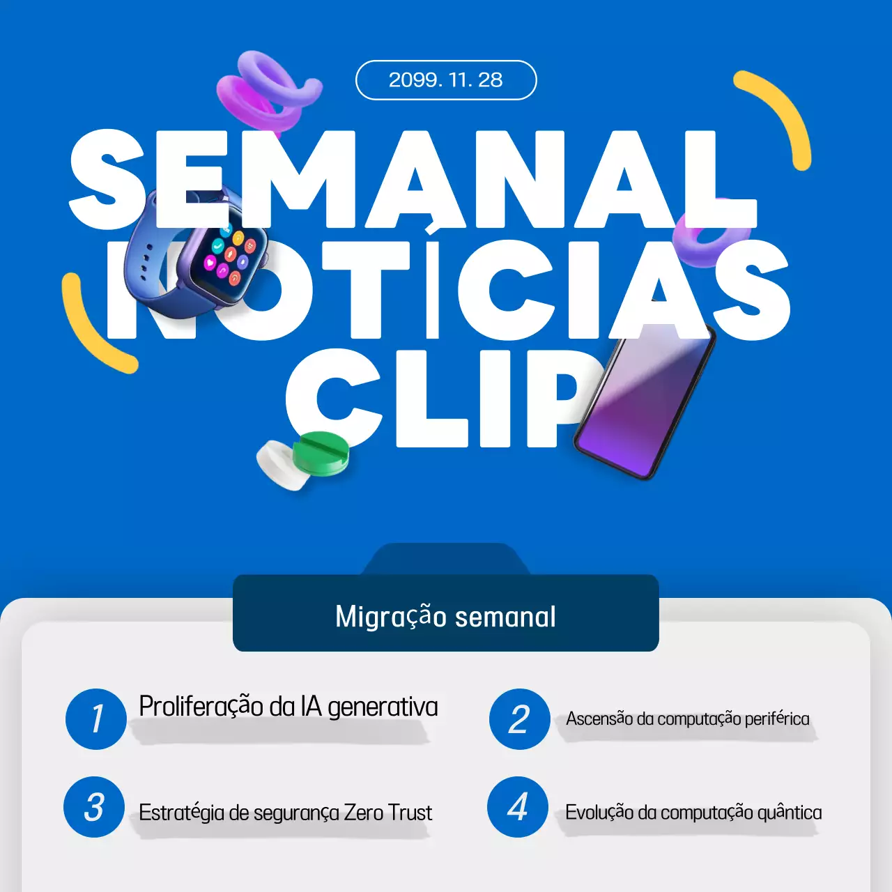 Sobre notícias de tecnologia moderna em azul e branco