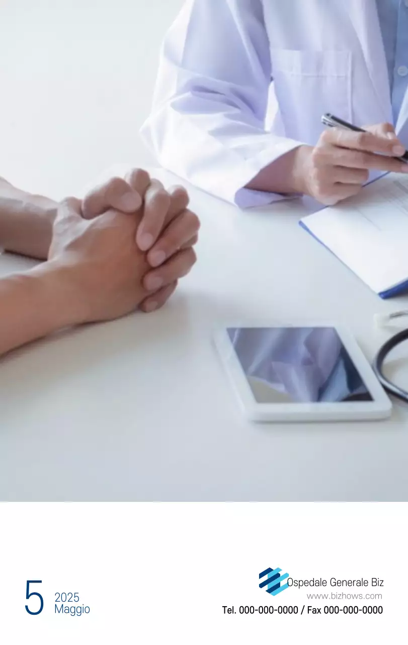 Calendario promozionale dell'ospedale semplice, bianco e blu