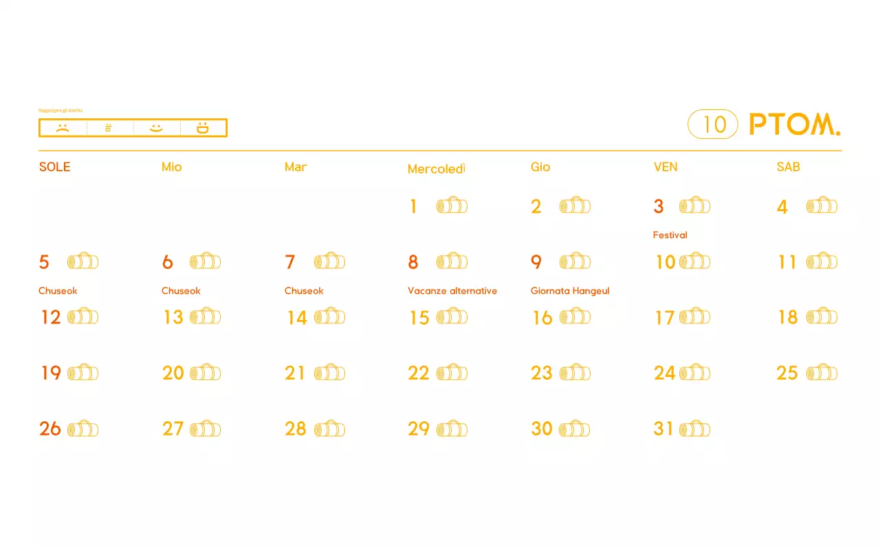 Calendario promozionale arancione dello yoga minimalista