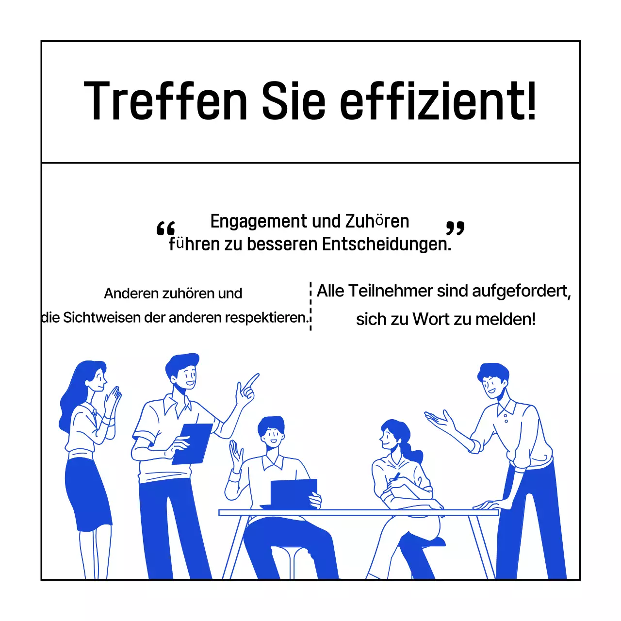 Moderne Geschäftstreffen in blauem Newsletter