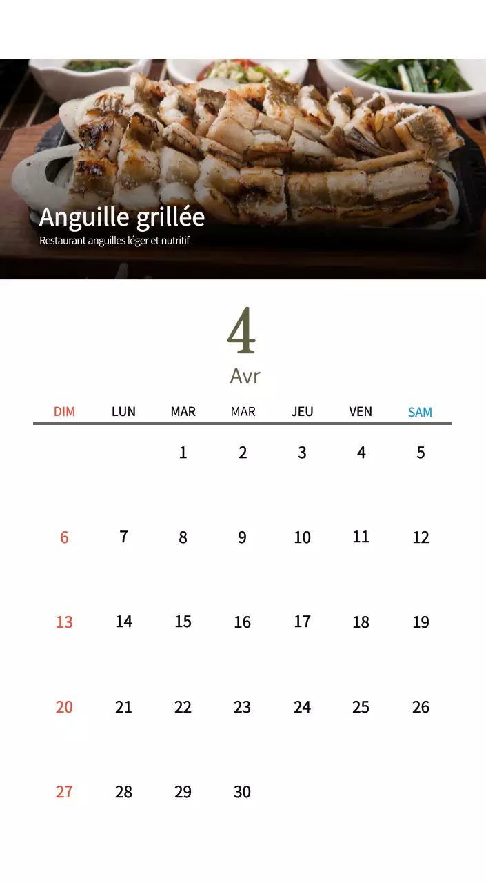 Calendrier de l'alimentation traditionnelle beige