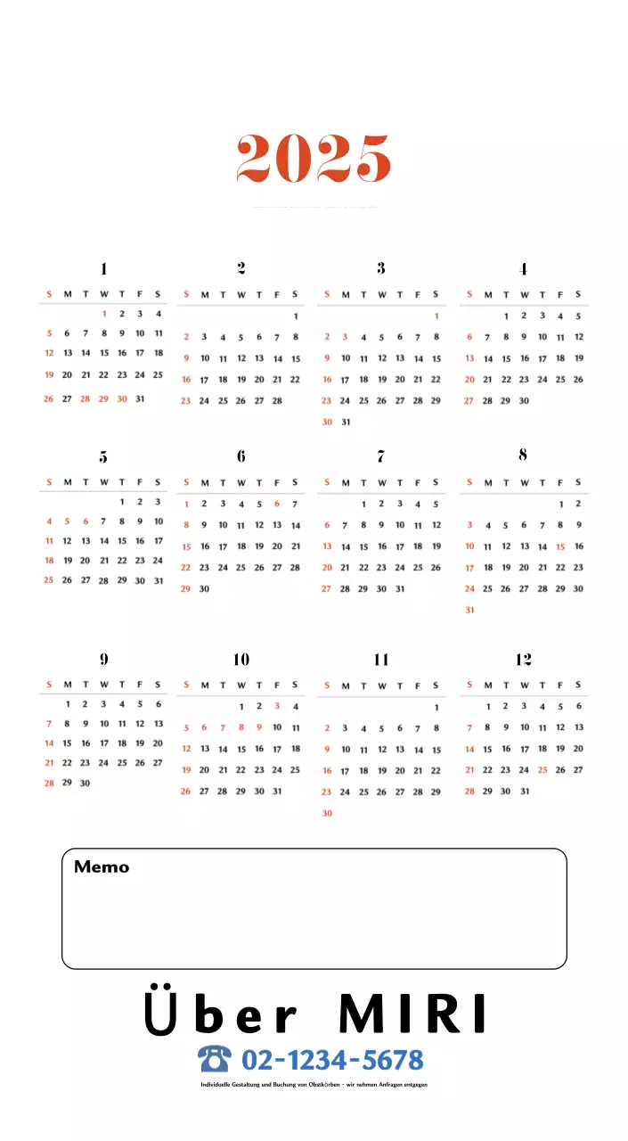 Retro-Konzept Erinnerungskalender in rot