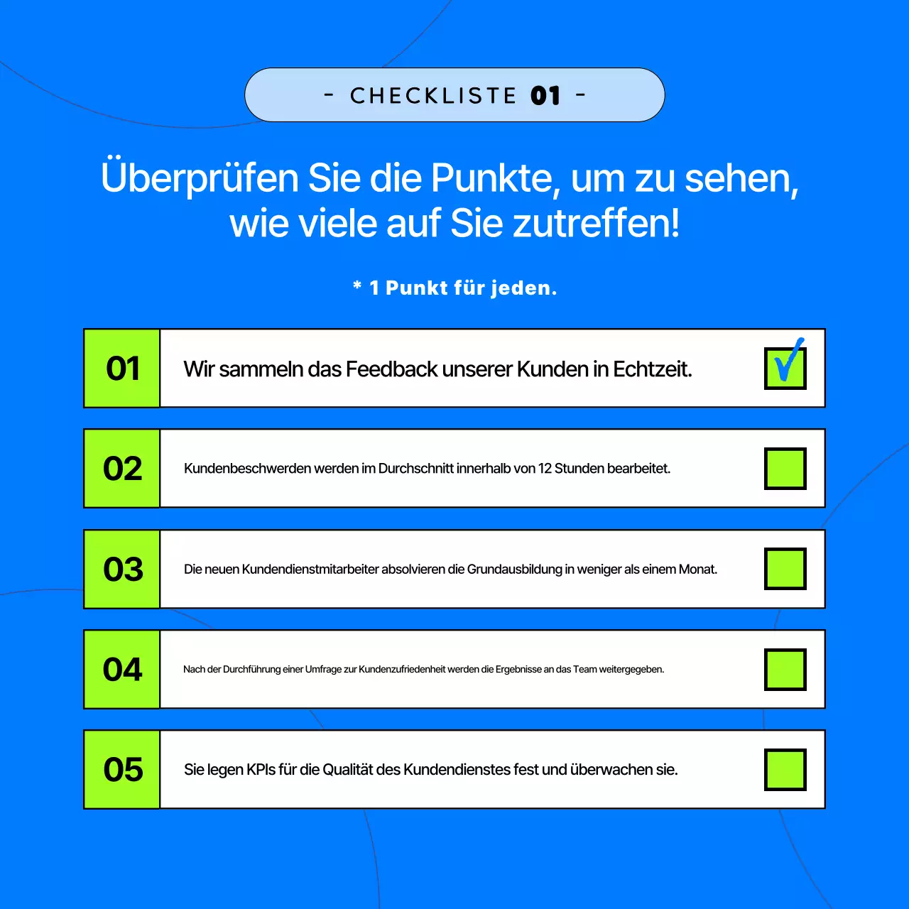 Blue's Modern Service Evaluation Umfrage