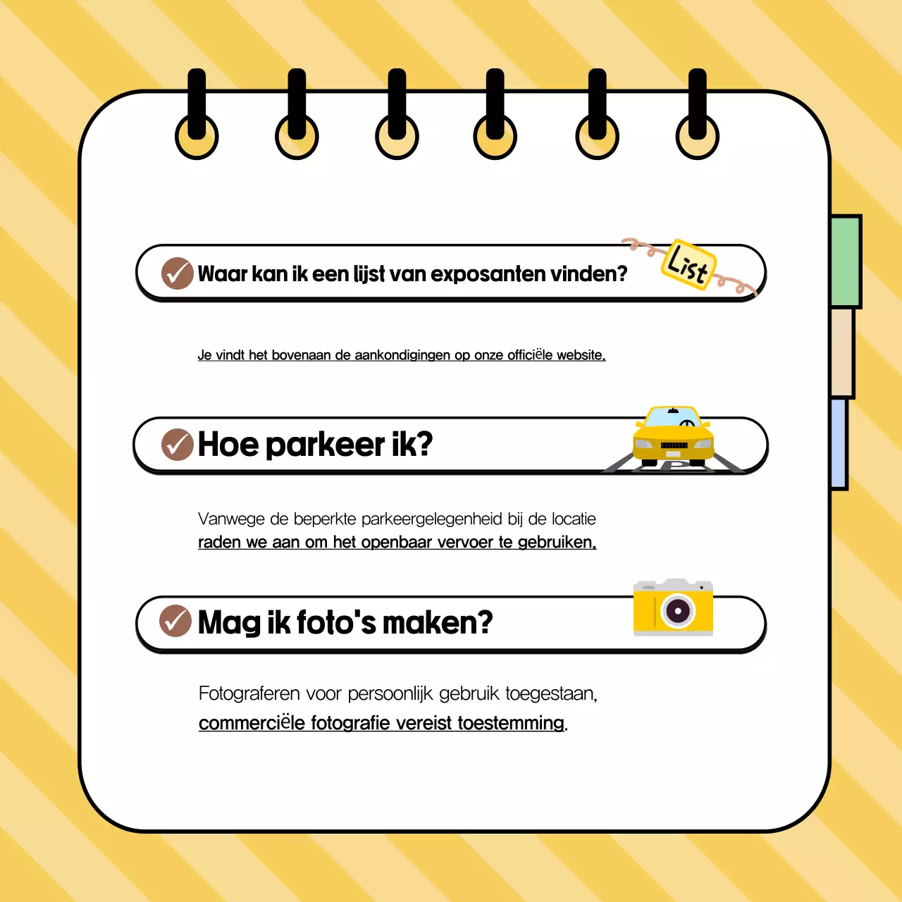 Opvallende informatie op een gele achtergrond