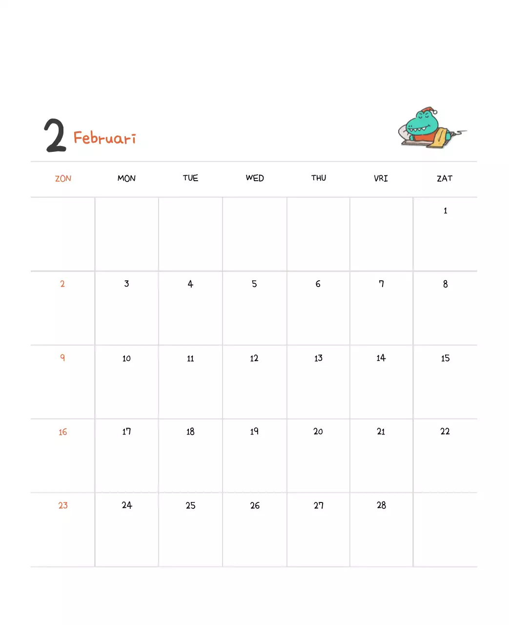 Een kalender met een schattig Ago-illustratieconcept