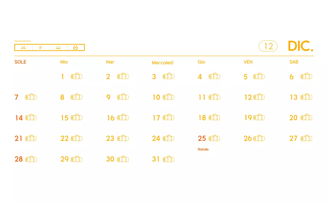 Calendario promozionale arancione dello yoga minimalista