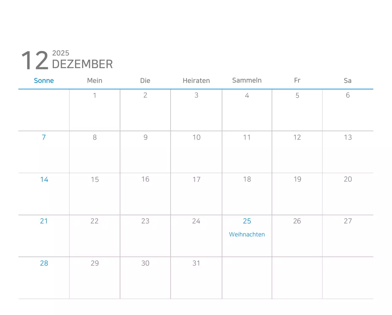 Blauer moderner Kalender Kalender
