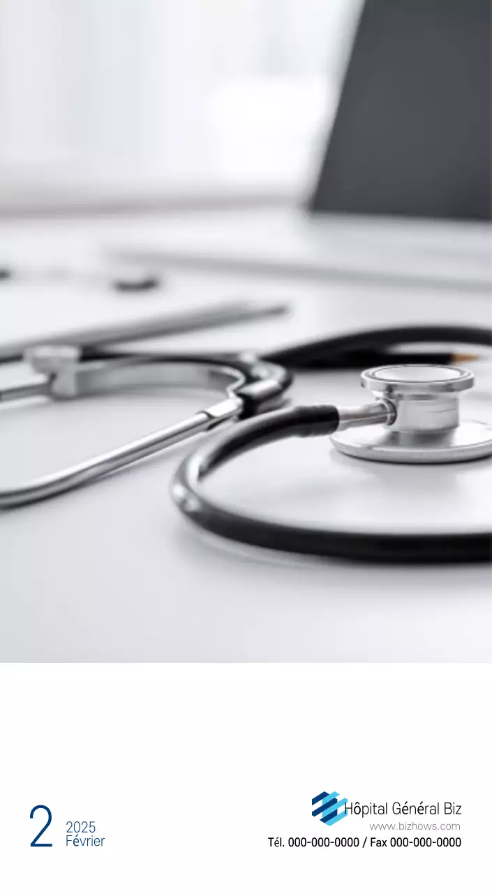 Calendrier promotionnel d'hôpital simple blanc marine