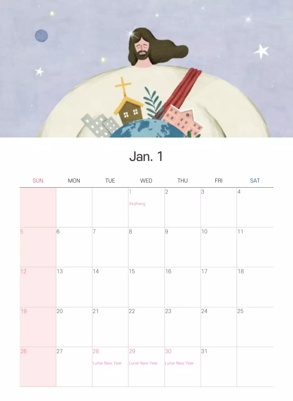 Gereja ilustrasi pastel yang bersih