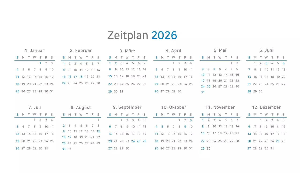 Blauer moderner Kalender Kalender