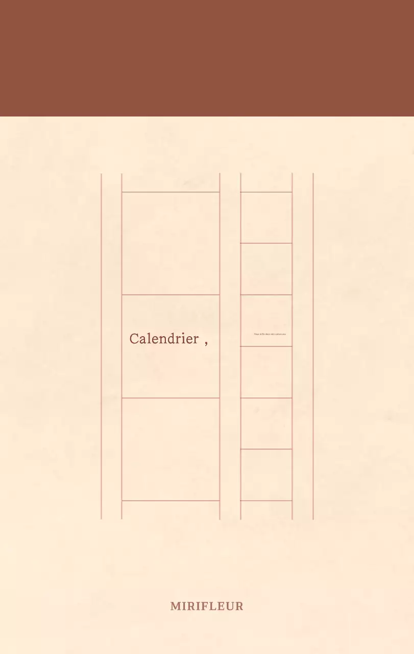 Calendrier sentimental de fleuriste en papier de laine marron clair et marron.