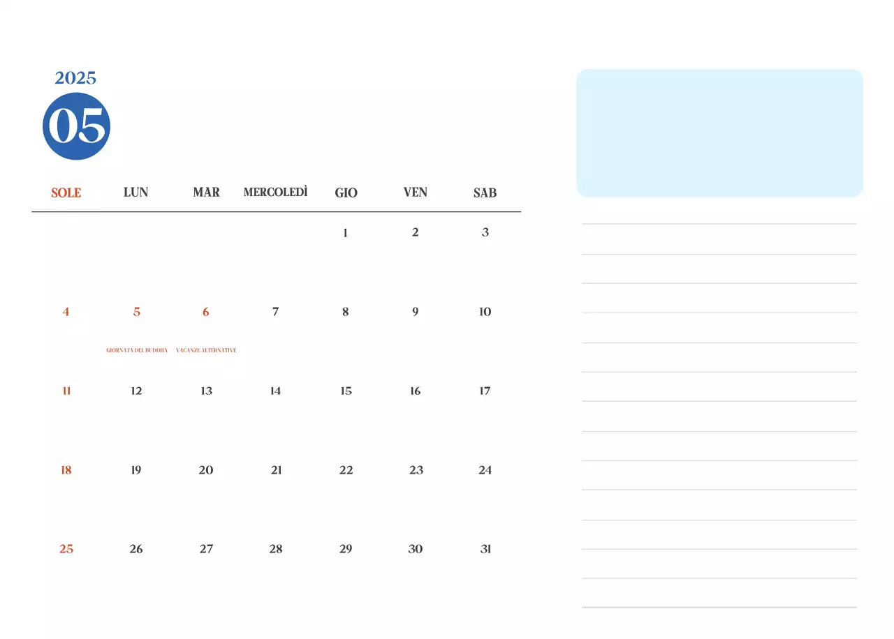 Calendario ospedaliero moderno blu